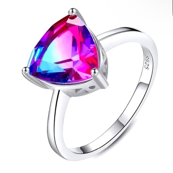 Solid Sterling Silver 925 Mystic Tourmaline Ring - Picture 8 of 9